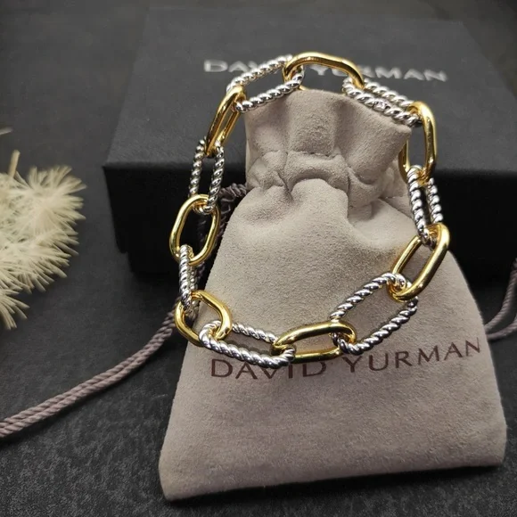 David Yurman Gold and Silver Mixed-Metal Link Bracelet - Picture 6 of 7